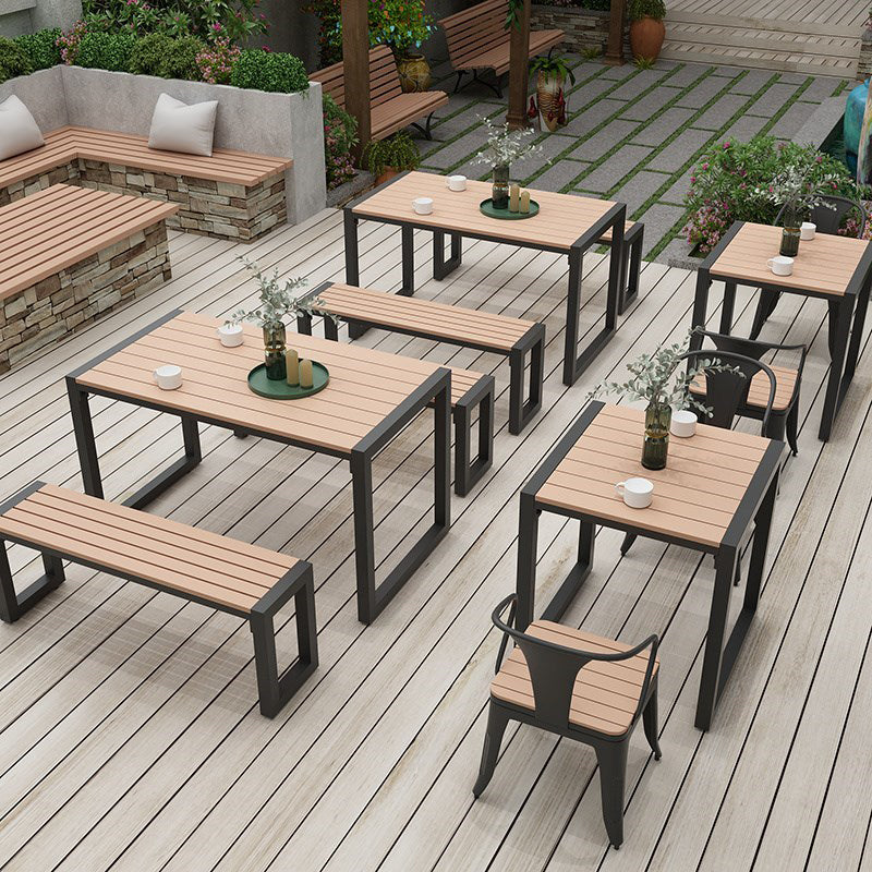 Modern Style Wood Patio Dining Table 1/2/3/5/7 Pcs Brown Dining Set