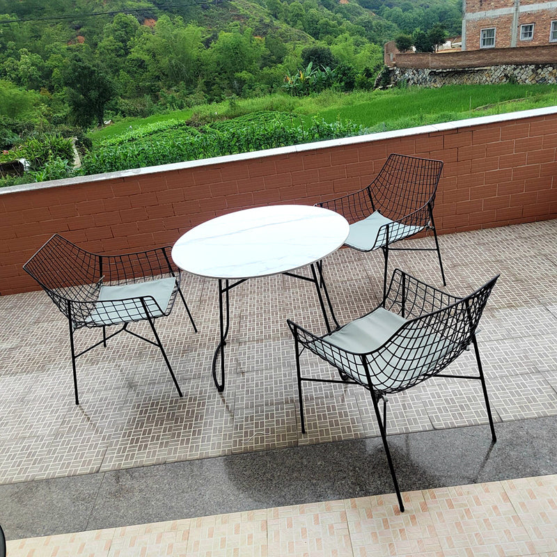 Modern Stone Patio Dining Table 1/3/4/5 Pieces Round Dining Set