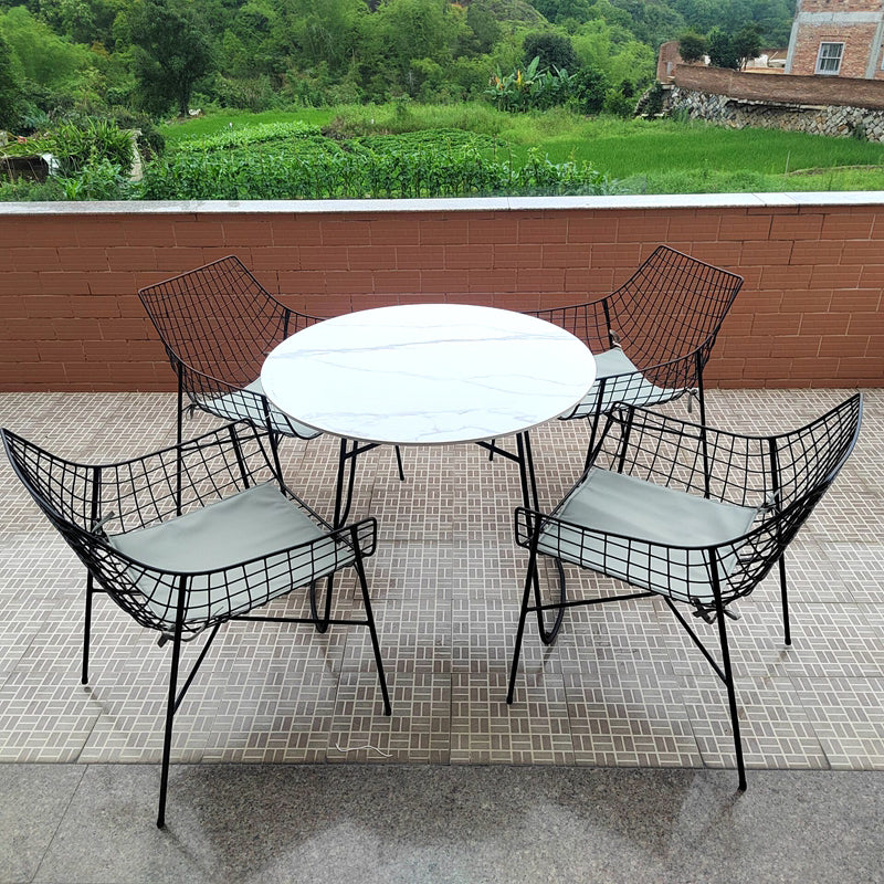 Modern Stone Patio Dining Table 1/3/4/5 Pieces Round Dining Set
