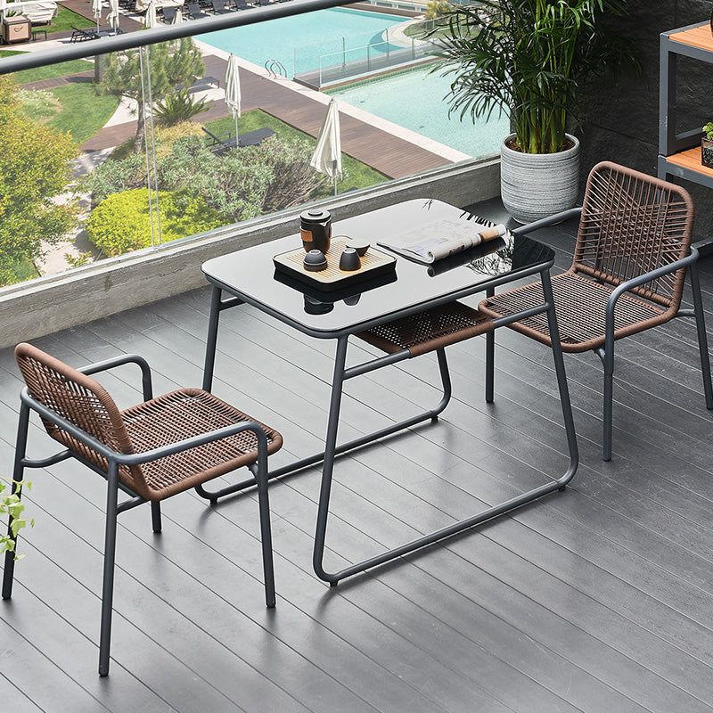 Contemporary 1/3 Pcs Dining Set Glass Rectangular Dining Table Set