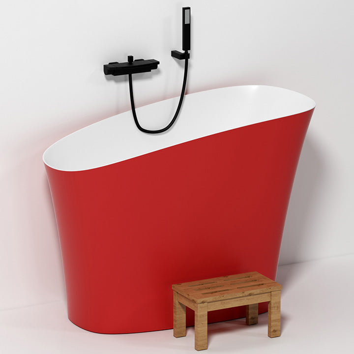 Antique Finish Soaking Oval Bath Stand Alone Modern Bathtub (Stool not Included)