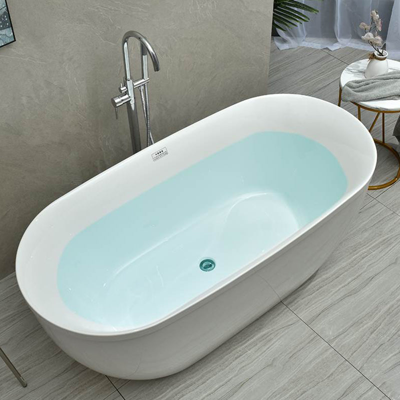 Modern Stand Alone Oval Bath Acrylic Soaking Back to Wall White Bathtub