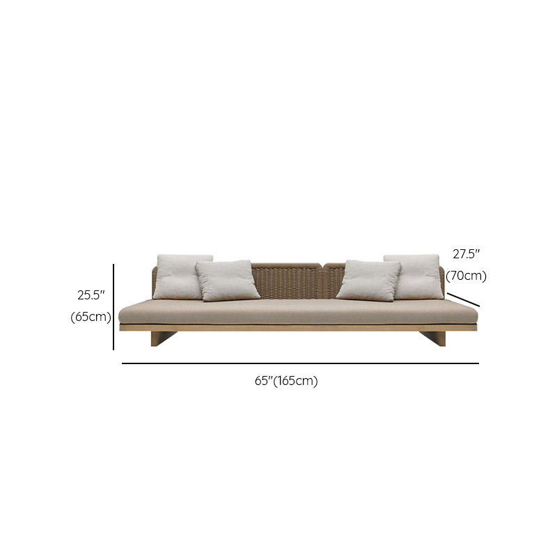 1 Piece Patio Sofa Solid Wood Outdoor Patio Sofa with Cushion