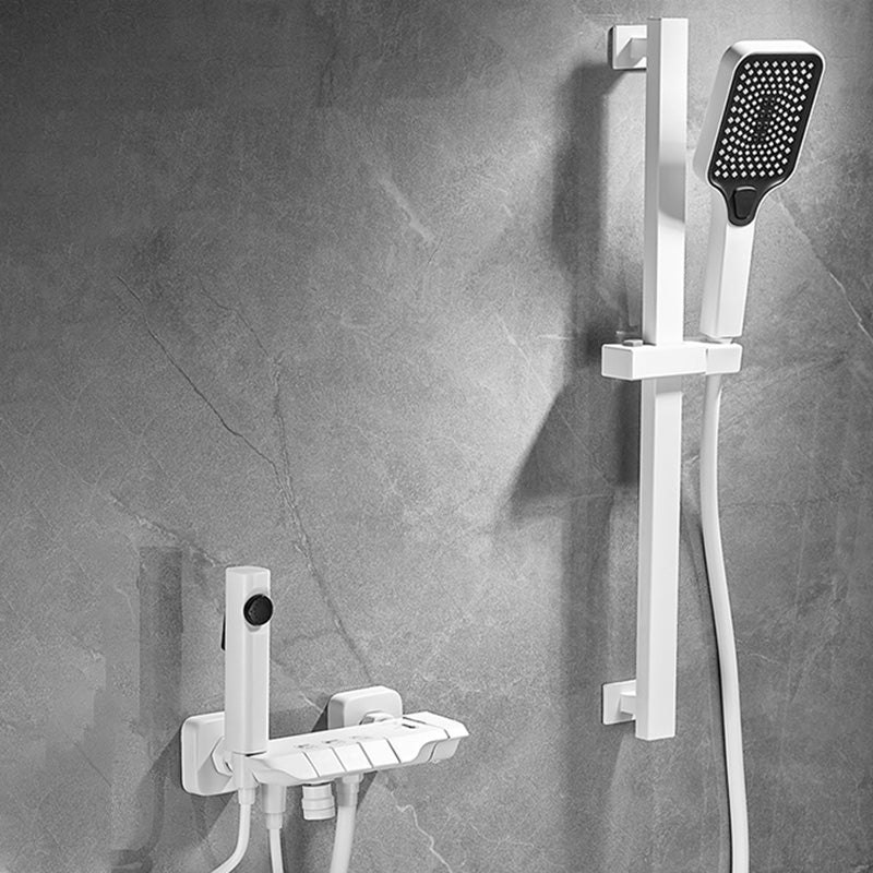 Wall Mount Shower System Grey Adjustable Spray Pattern Lever Handle Shower Hose Shower Set