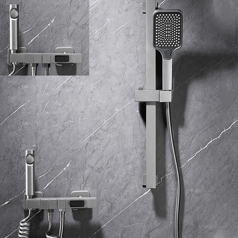 Shower Set Grey Slide Bar Included Wall Mount Lever Handle Swivel Shower System