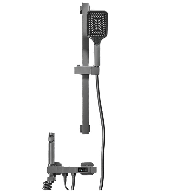 Shower Set Grey Slide Bar Included Wall Mount Lever Handle Swivel Shower System