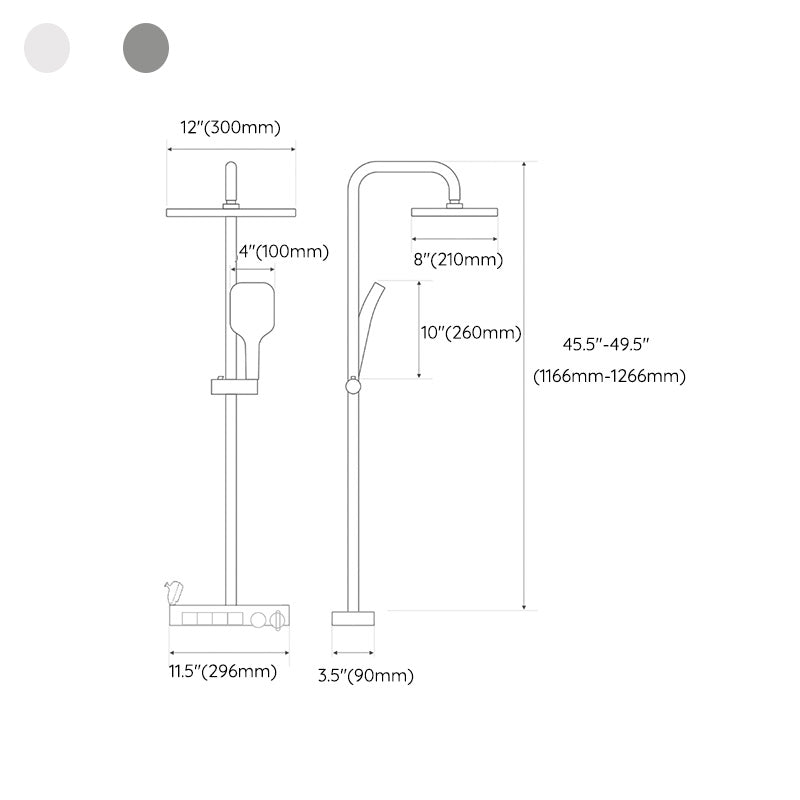 Shower Set Shower Arm Square Wall-Mounted Adjustable Spray Pattern Shower Set