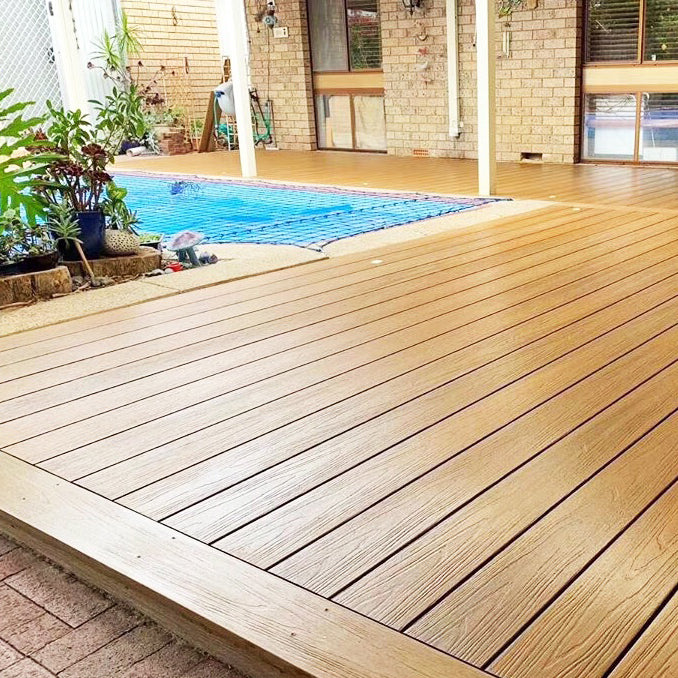 Rectangular Wood Deck Plank Nailed Installation for Outdoor Patio