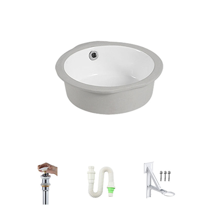 Circular Bathroom Sink Modern White Vitreous China Drop-in Bathroom Sink