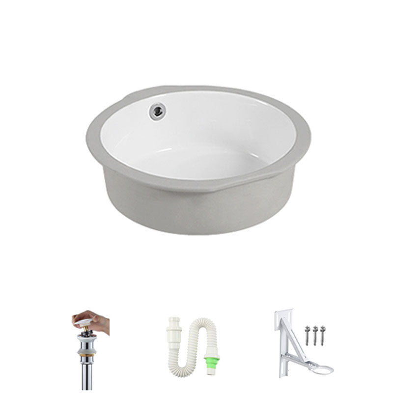 Circular Bathroom Sink Modern White Vitreous China Drop-in Bathroom Sink