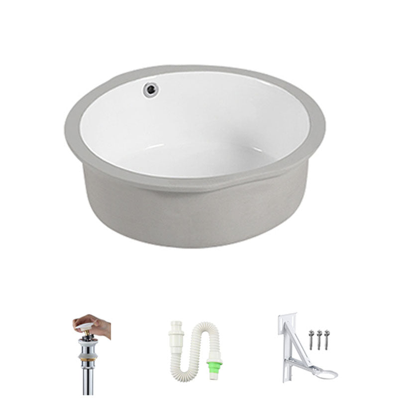 Circular Bathroom Sink Modern White Vitreous China Drop-in Bathroom Sink
