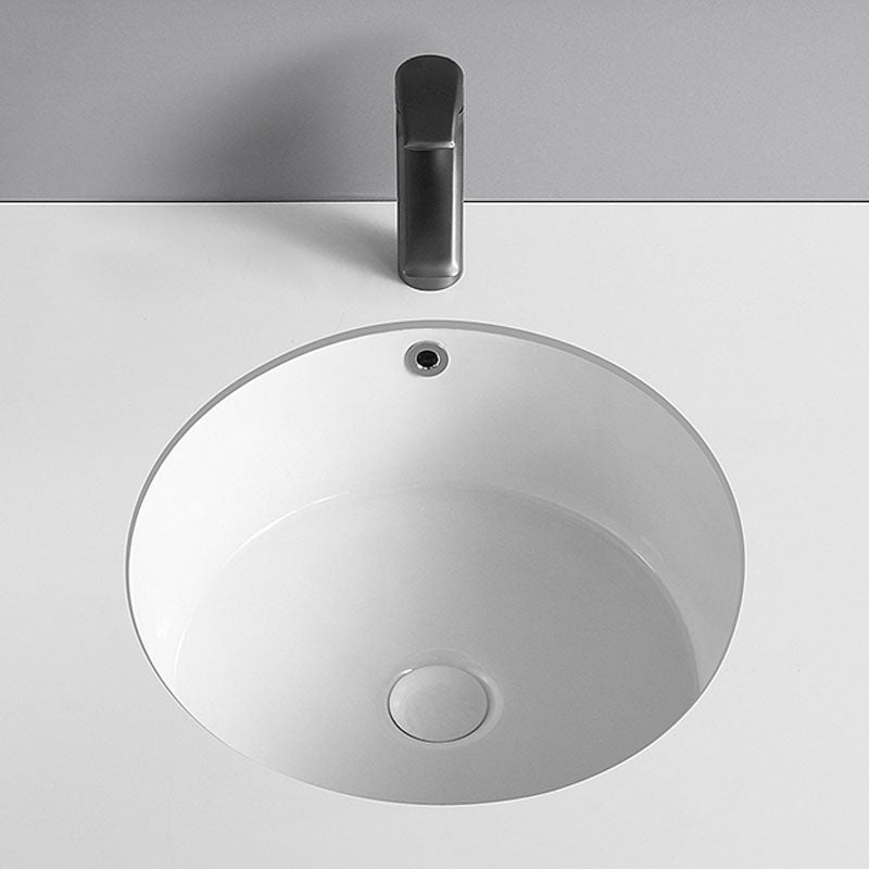 Circular Bathroom Sink Modern White Vitreous China Drop-in Bathroom Sink