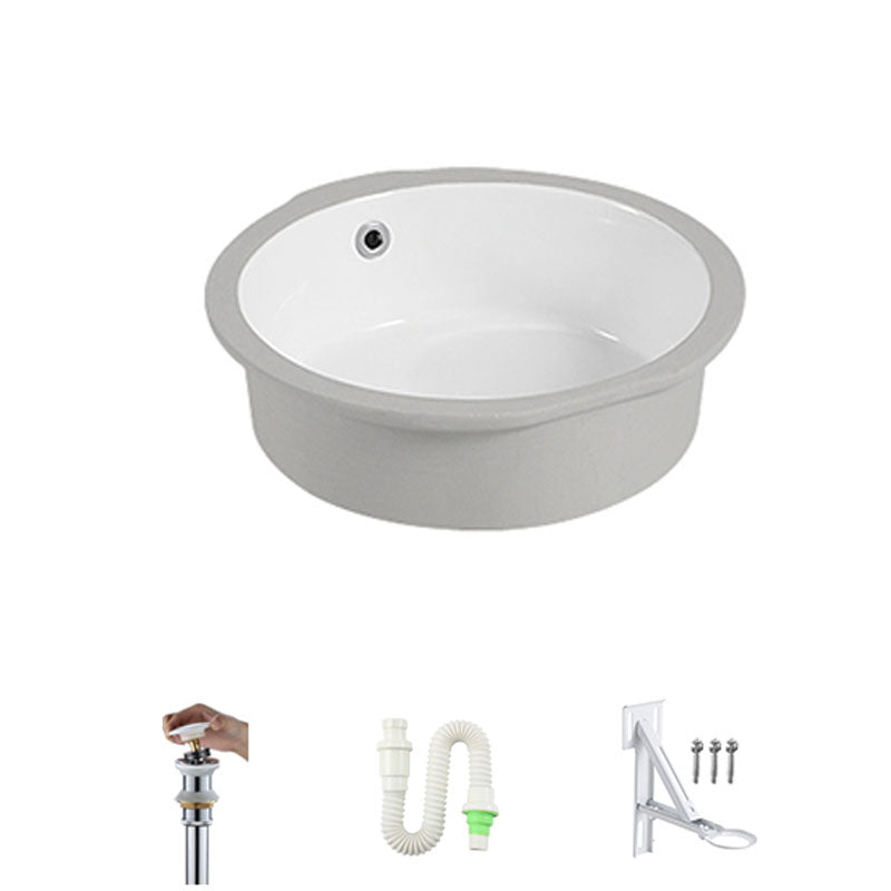 Circular Bathroom Sink Modern White Vitreous China Drop-in Bathroom Sink