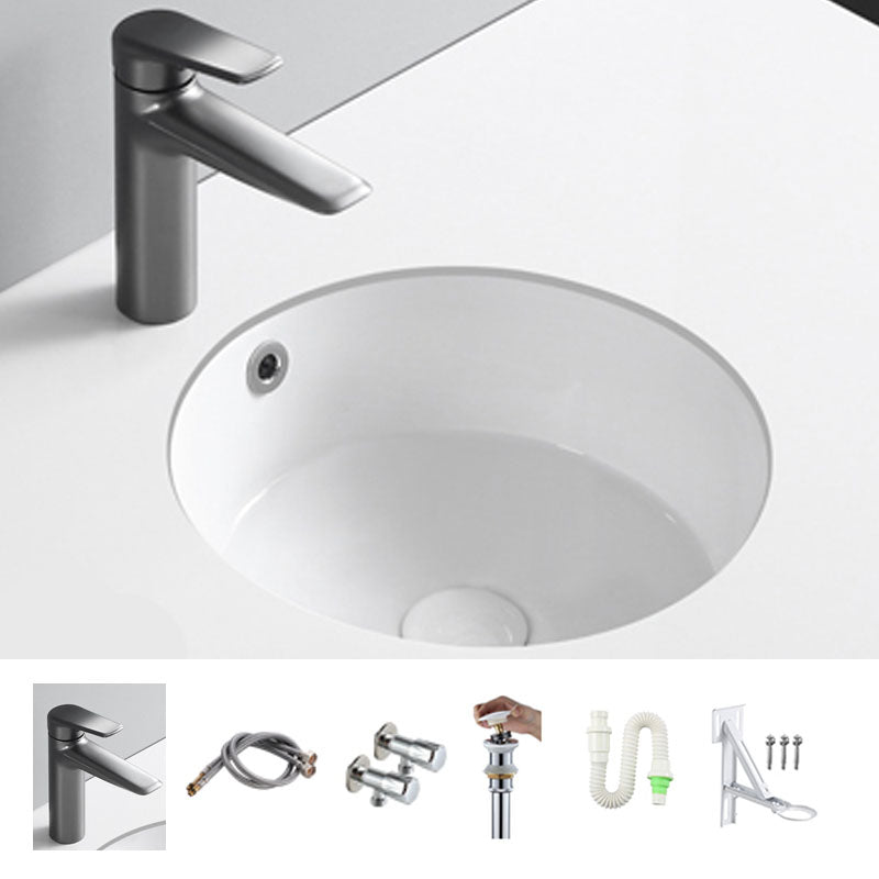 Circular Bathroom Sink Modern White Vitreous China Drop-in Bathroom Sink