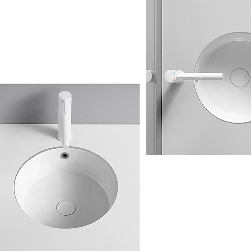 Circular Bathroom Sink Modern White Vitreous China Drop-in Bathroom Sink
