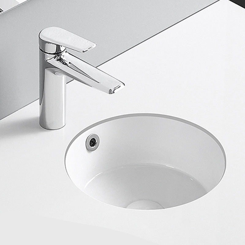 Circular Bathroom Sink Modern White Vitreous China Drop-in Bathroom Sink