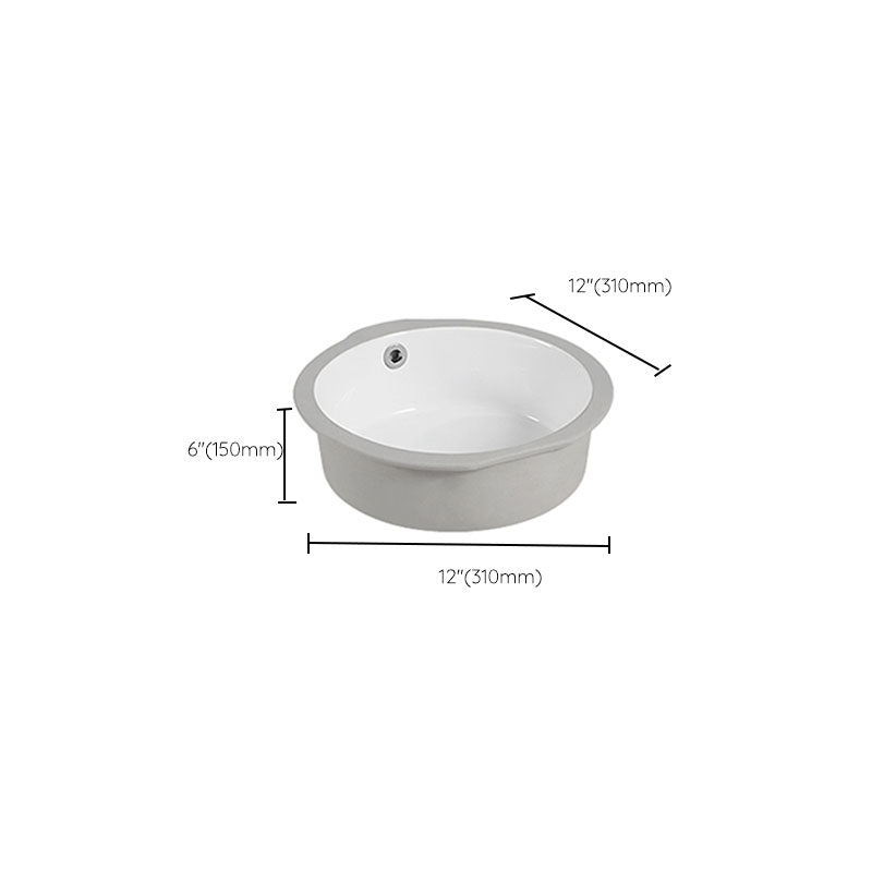 Circular Bathroom Sink Modern White Vitreous China Drop-in Bathroom Sink