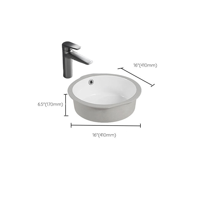 Circular Bathroom Sink Modern White Vitreous China Drop-in Bathroom Sink