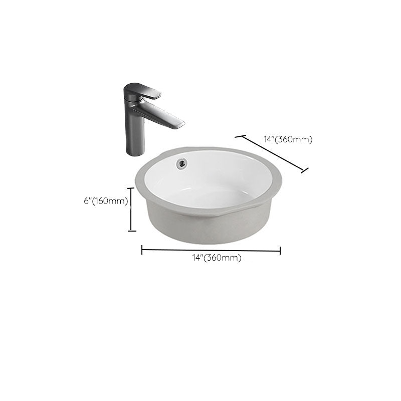 Circular Bathroom Sink Modern White Vitreous China Drop-in Bathroom Sink