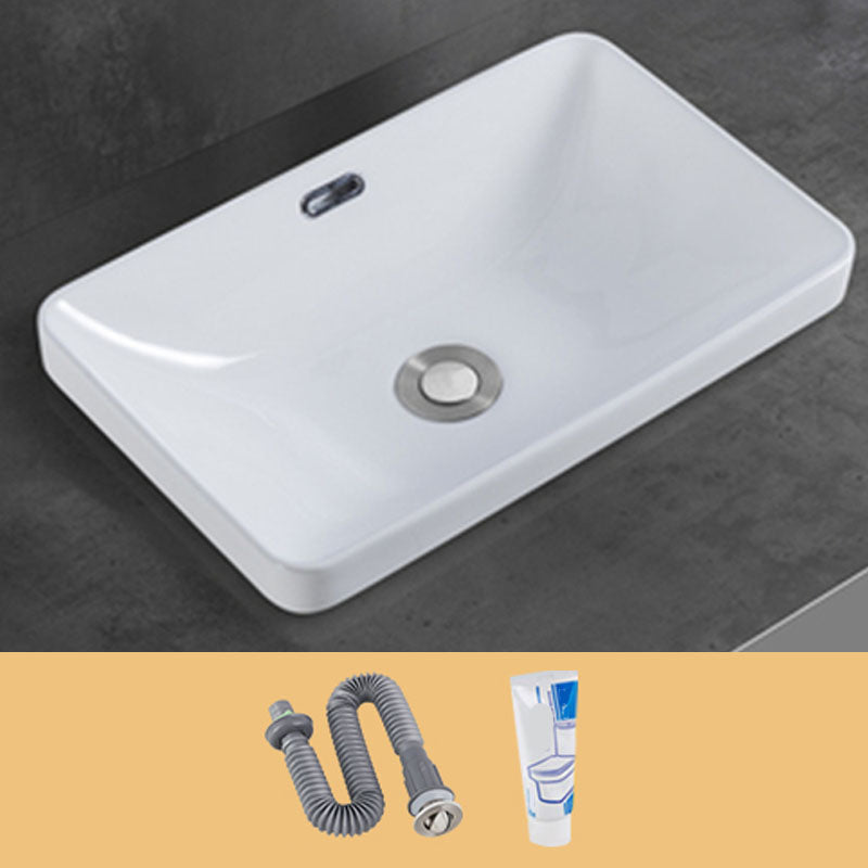 Contemporary Bathroom Sink with Overflow Porcelain Round Vessel Bathroom Sink Only