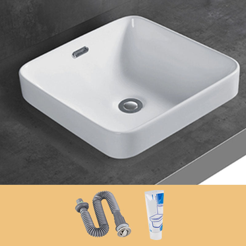 Contemporary Bathroom Sink with Overflow Porcelain Round Vessel Bathroom Sink Only