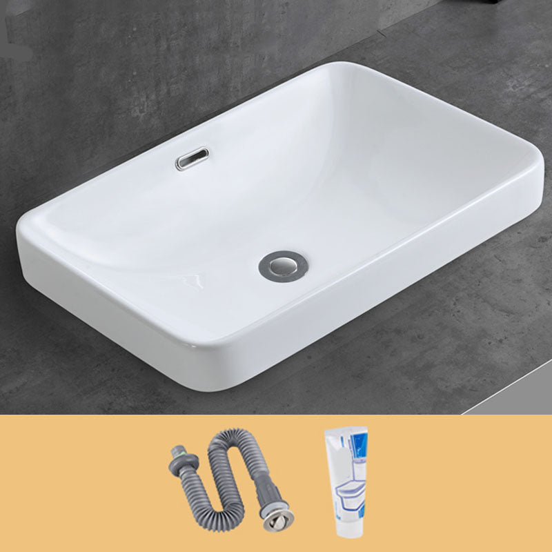 Contemporary Bathroom Sink with Overflow Porcelain Round Vessel Bathroom Sink Only