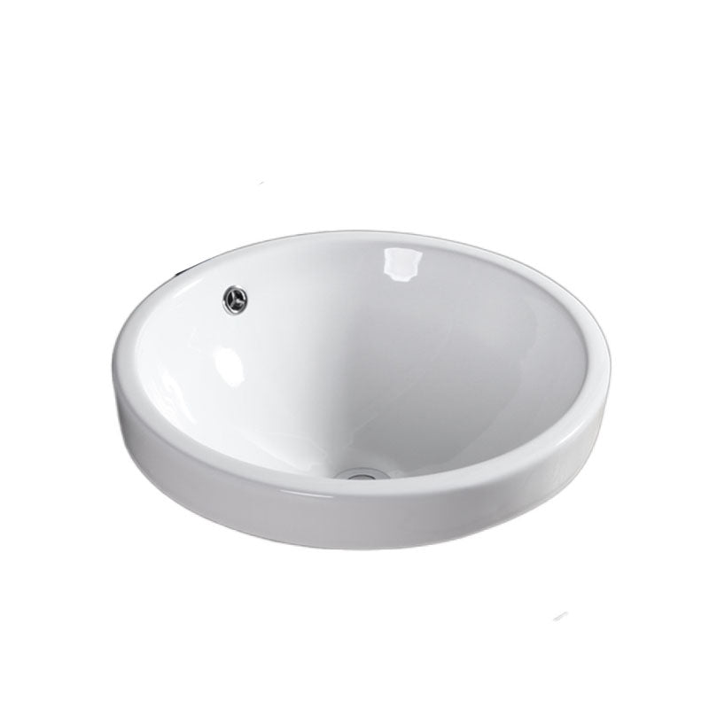 Contemporary Bathroom Sink with Overflow Porcelain Round Vessel Bathroom Sink Only