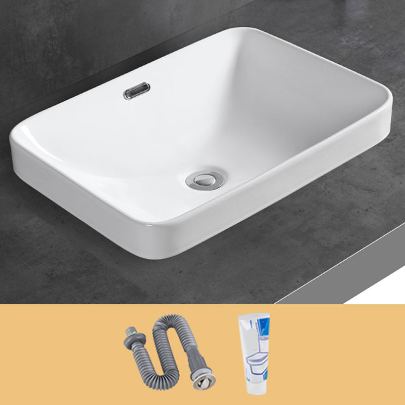 Contemporary Bathroom Sink with Overflow Porcelain Round Vessel Bathroom Sink Only
