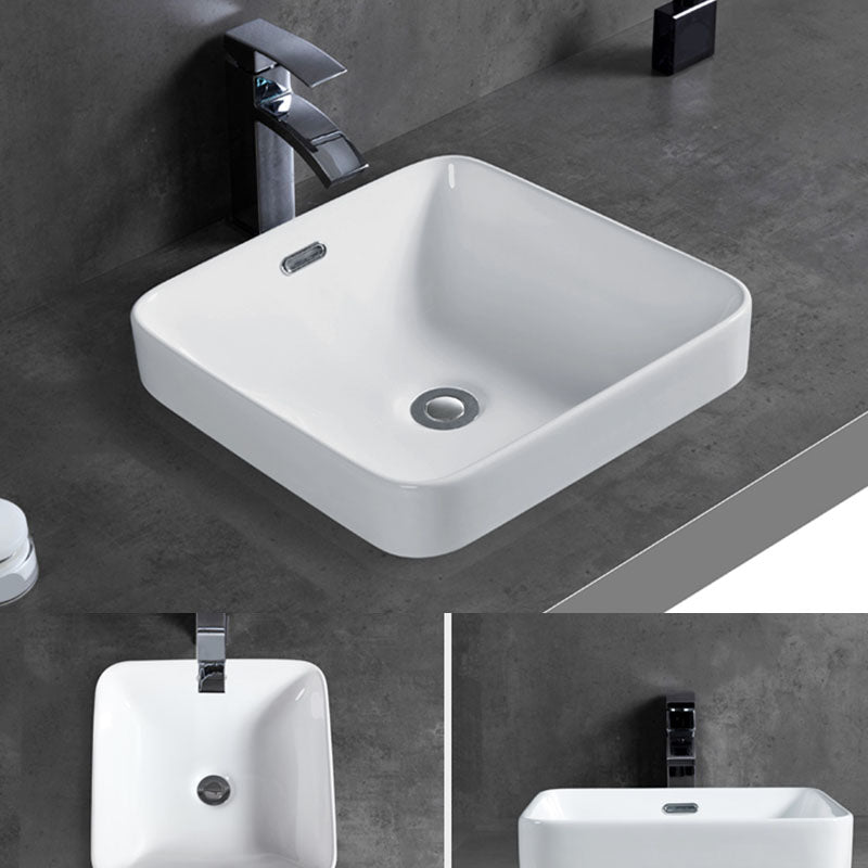 Contemporary Bathroom Sink with Overflow Porcelain Round Vessel Bathroom Sink Only