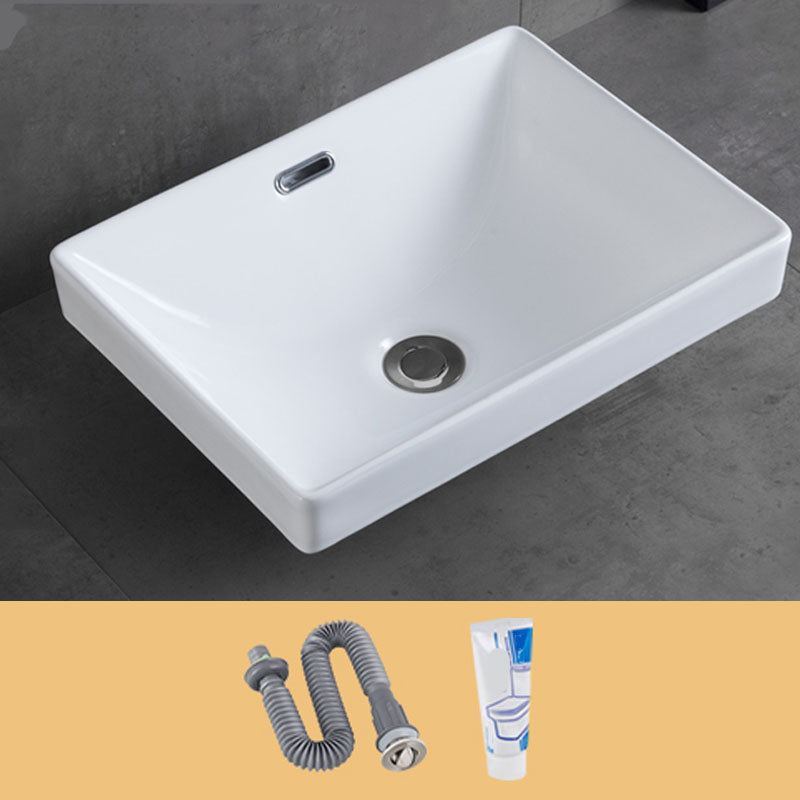 Contemporary Bathroom Sink with Overflow Porcelain Round Vessel Bathroom Sink Only