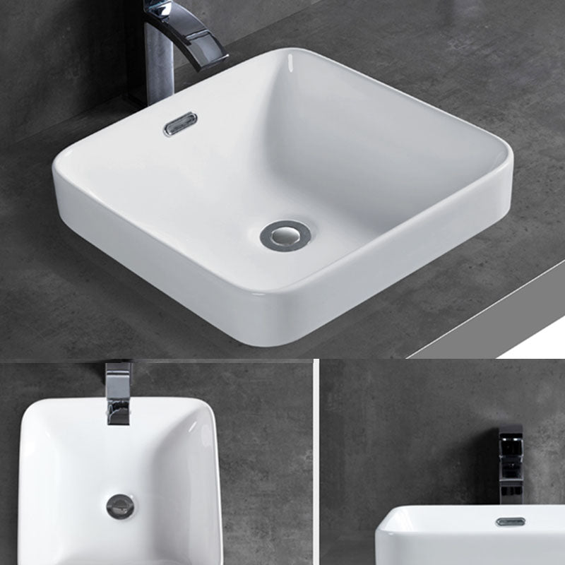 Contemporary Bathroom Sink with Overflow Porcelain Round Vessel Bathroom Sink Only