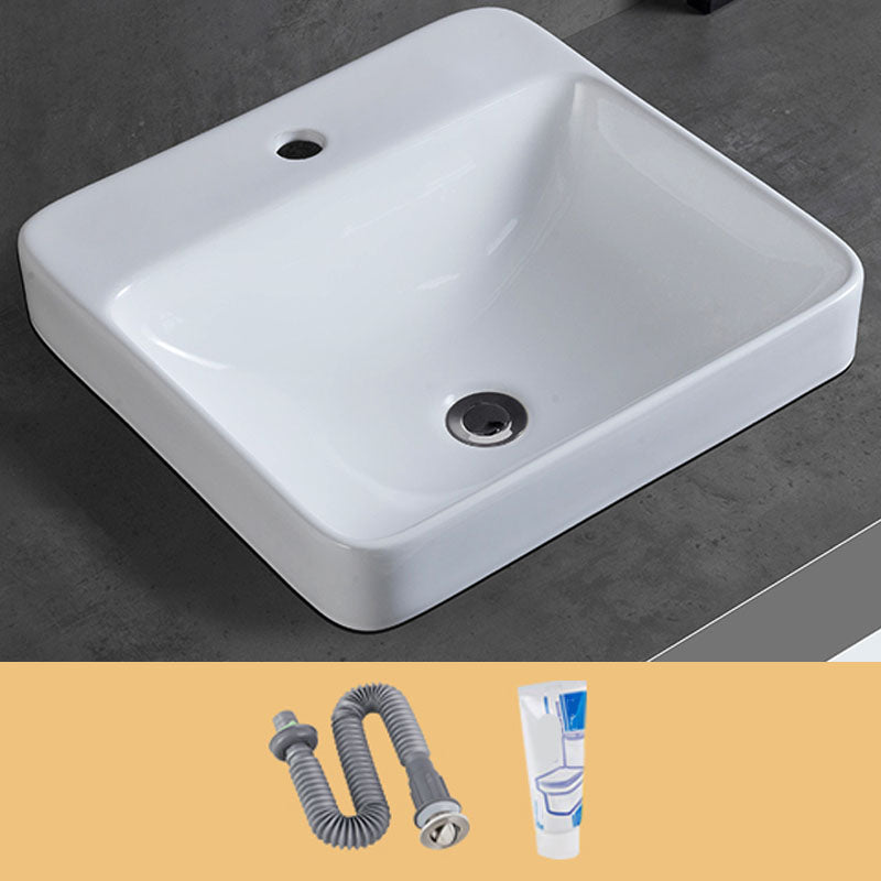 Contemporary Bathroom Sink with Overflow Porcelain Round Vessel Bathroom Sink Only