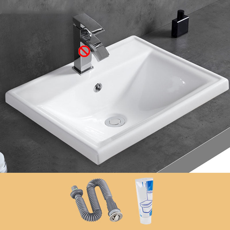 Contemporary Bathroom Sink with Overflow Porcelain Round Vessel Bathroom Sink Only