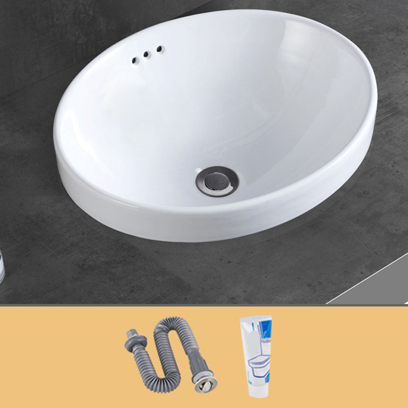 Contemporary Bathroom Sink with Overflow Porcelain Round Vessel Bathroom Sink Only