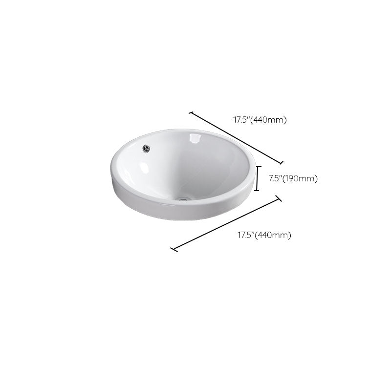 Contemporary Bathroom Sink with Overflow Porcelain Round Vessel Bathroom Sink Only
