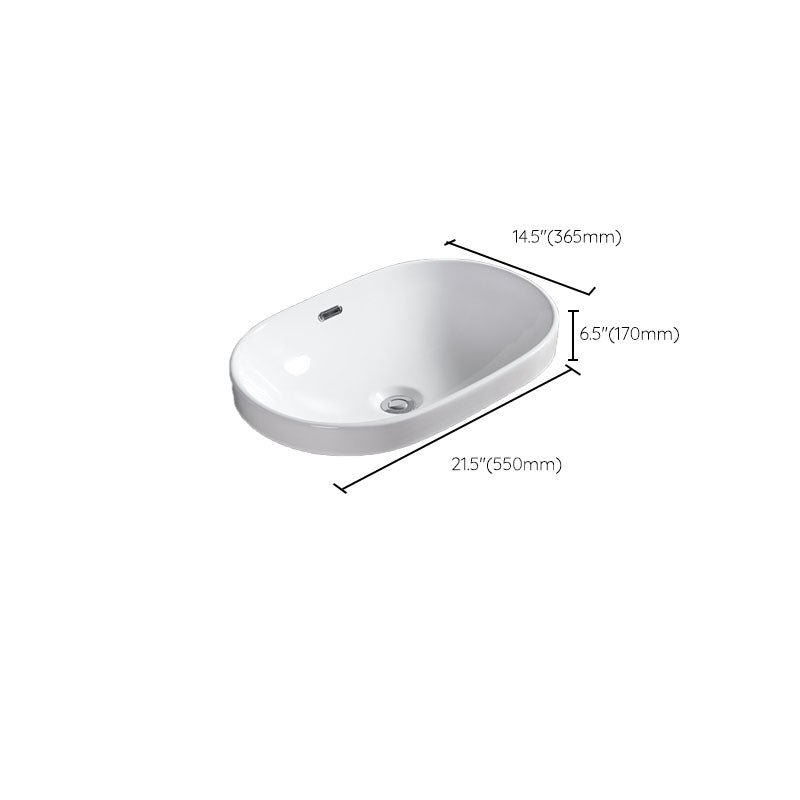 Contemporary Bathroom Sink with Overflow Porcelain Round Vessel Bathroom Sink Only