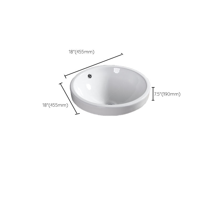 Contemporary Bathroom Sink with Overflow Porcelain Round Vessel Bathroom Sink Only