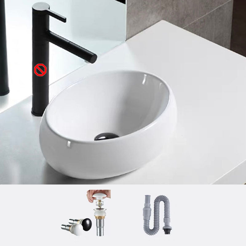 Bathroom Ceramic Sink Round Rod Handle Anti-spill Modern Faucet Sink