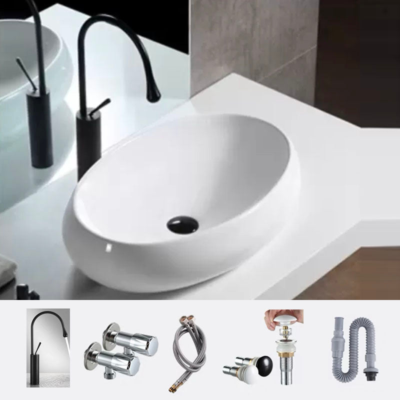 Bathroom Ceramic Sink Round Rod Handle Anti-spill Modern Faucet Sink