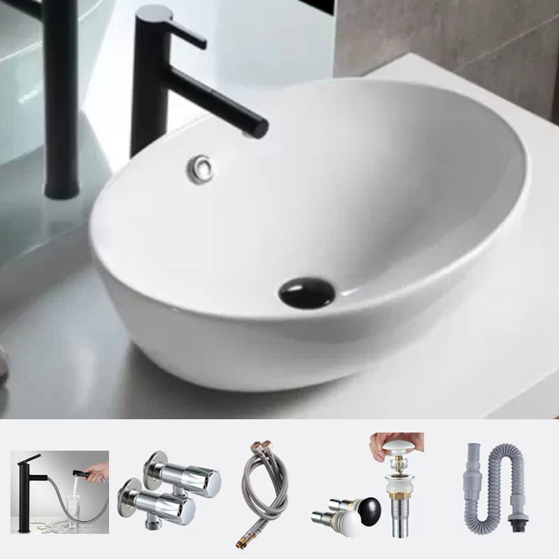 Bathroom Ceramic Sink Round Rod Handle Anti-spill Modern Faucet Sink