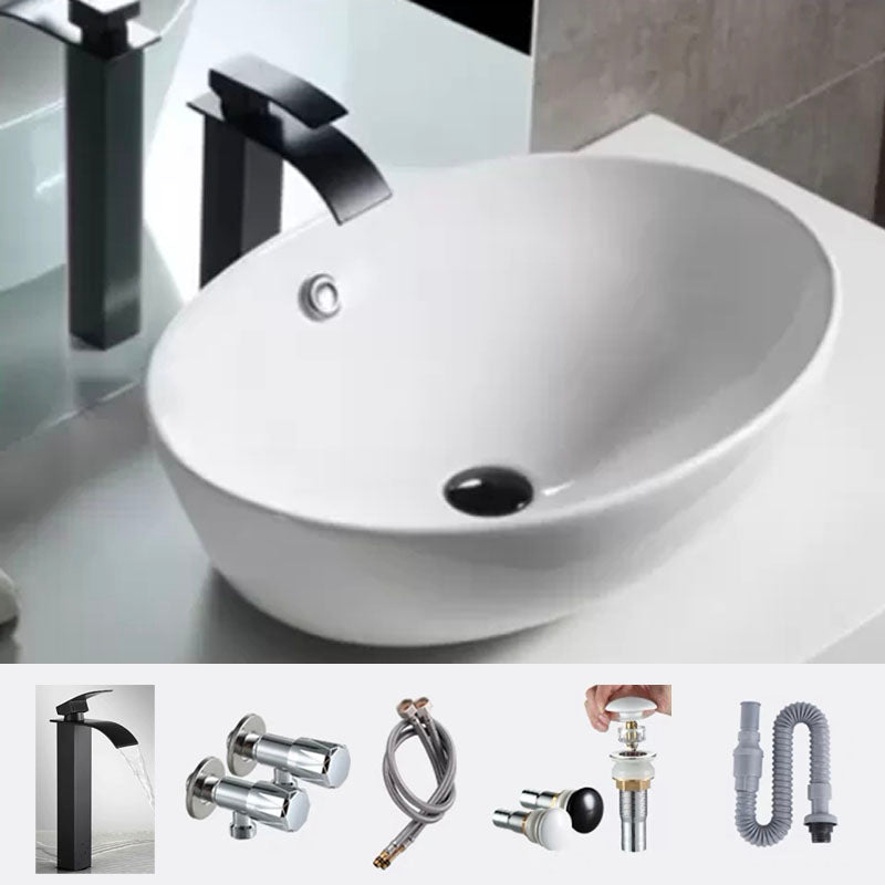 Bathroom Ceramic Sink Round Rod Handle Anti-spill Modern Faucet Sink
