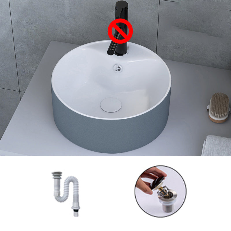 Modern Style Trough Bathroom Sink Rectangle Ceramic Trough Bathroom Sink