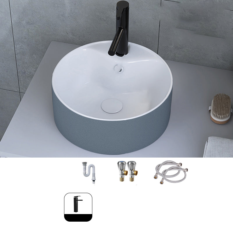 Modern Style Trough Bathroom Sink Rectangle Ceramic Trough Bathroom Sink