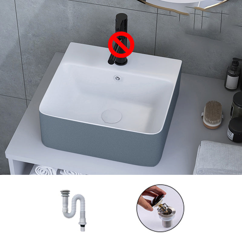 Modern Style Trough Bathroom Sink Rectangle Ceramic Trough Bathroom Sink