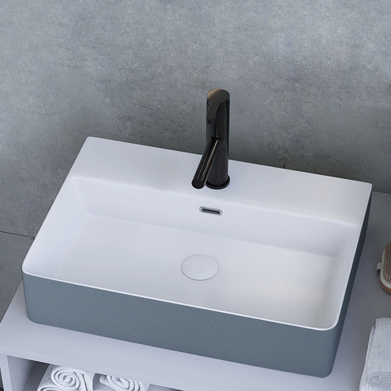 Modern Style Trough Bathroom Sink Rectangle Ceramic Trough Bathroom Sink