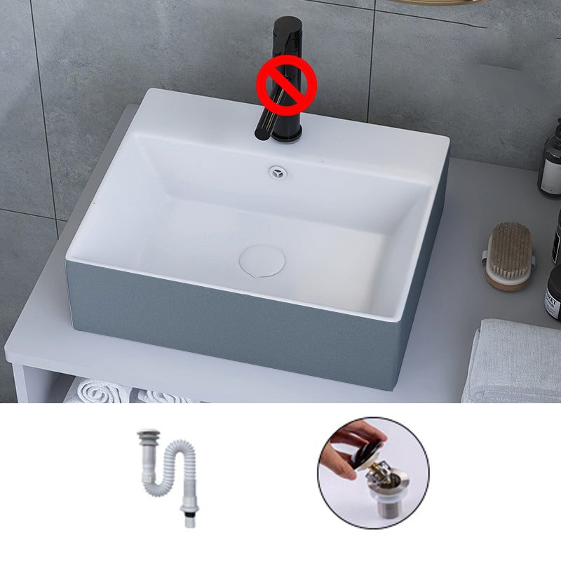Modern Style Trough Bathroom Sink Rectangle Ceramic Trough Bathroom Sink