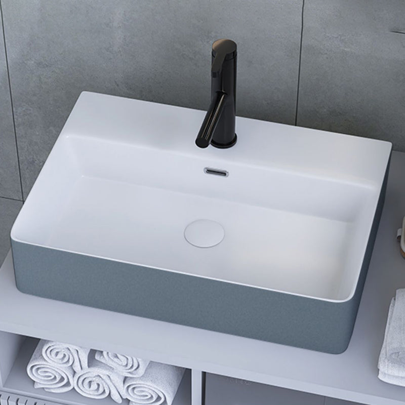 Modern Style Trough Bathroom Sink Rectangle Ceramic Trough Bathroom Sink