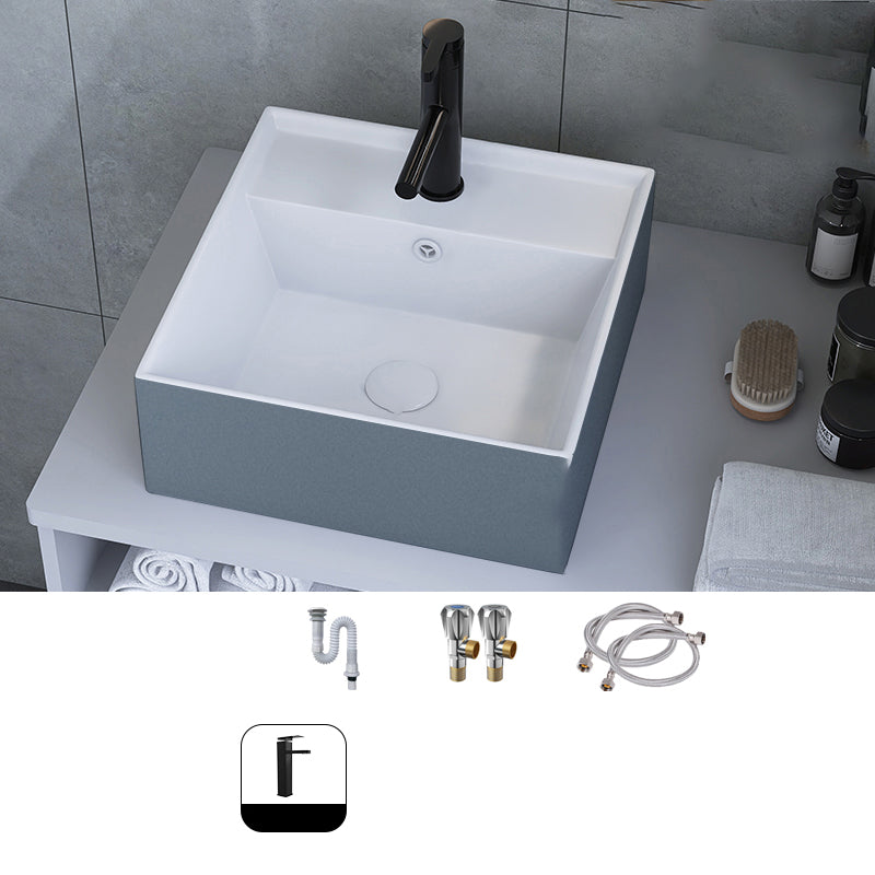 Modern Style Trough Bathroom Sink Rectangle Ceramic Trough Bathroom Sink