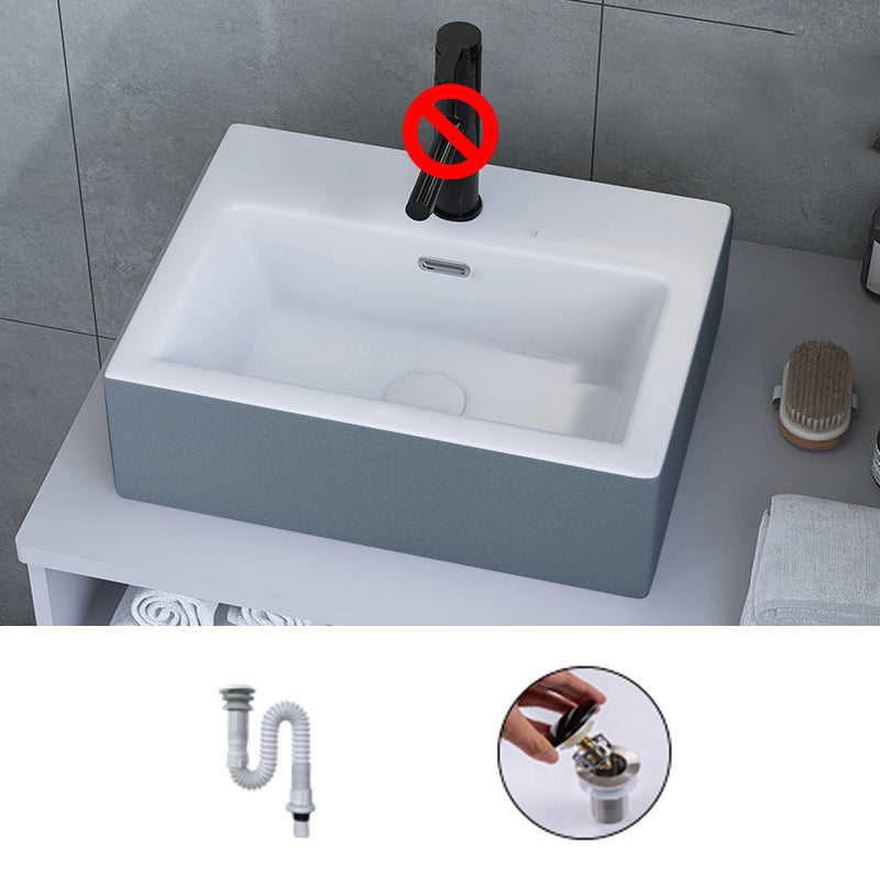 Modern Style Trough Bathroom Sink Rectangle Ceramic Trough Bathroom Sink