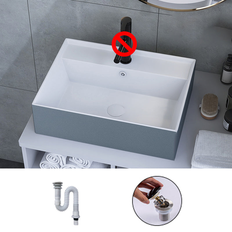 Modern Style Trough Bathroom Sink Rectangle Ceramic Trough Bathroom Sink